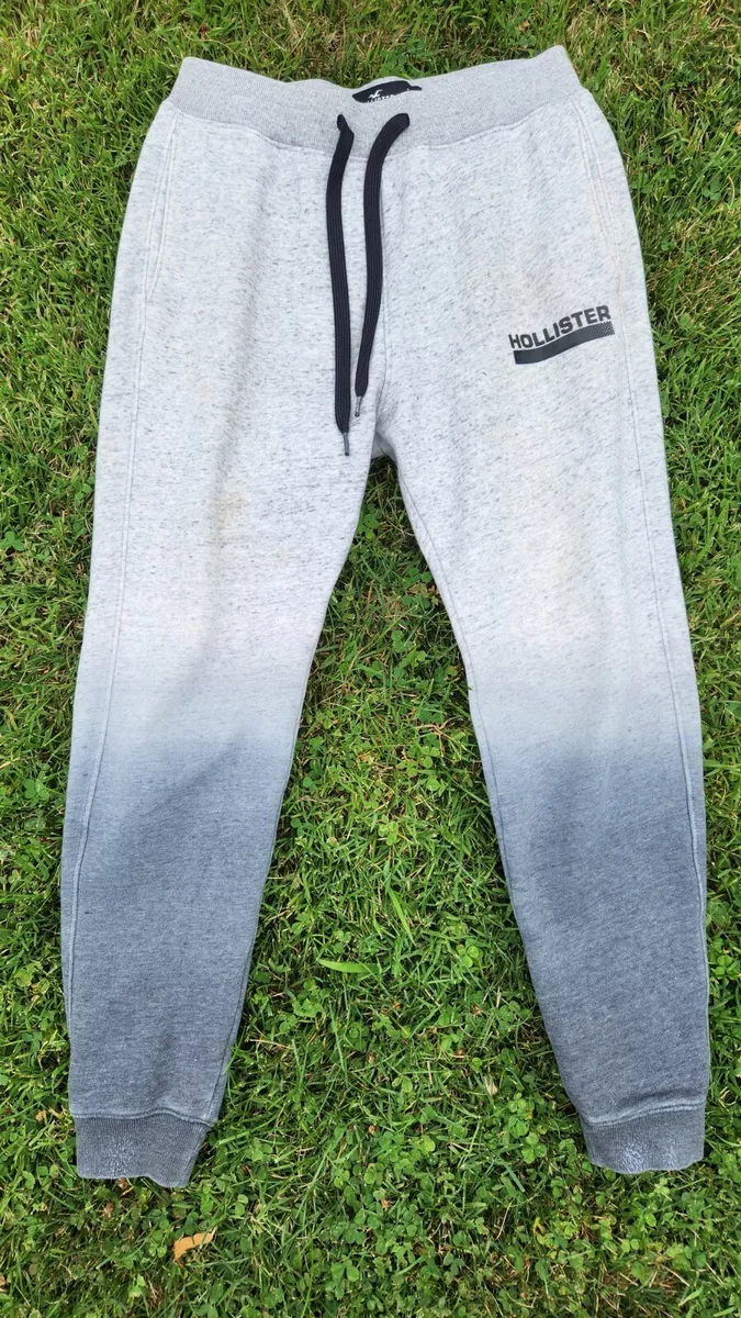 Hollister Mens Sweatpants Tapered Joggers Ombre Light to Dark Gray