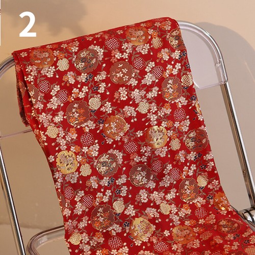 Brokat Damast Stoff Kunstseide Satin Bestickt Japanisch Blumenmuster 150 100cm - Bild 6 von 17