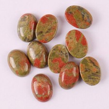 18x13mm 30pcs Natural Unakite Stone Oval Beads CAB CABOCHON for Jewelry Making