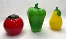 Vintage Hand Blown Glass Fruit and Vegetables Murano Style Art Deco Lot 3 Pcs
