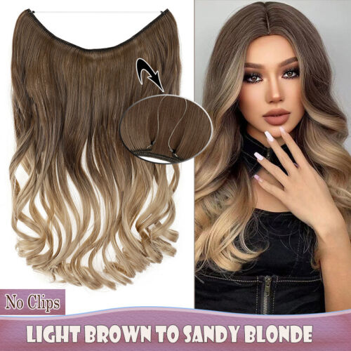 Secret Stirnband Draht Haarverlängerung Hidden Wire Haarteil Hair Extensions 24" - Bild 69 von 81