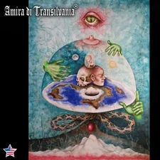 contemporary art painting flat earth sun moon skull alien real truth bible snake