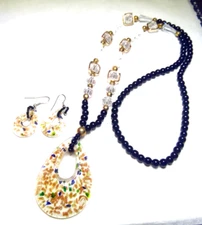 Fashion Necklace Murano Style Necklace & Earrings