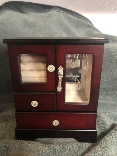 Jewelry Box Organizer King Wood Company Limited 2010 Preowned Red Cherry - Afbeelding 1 van 10