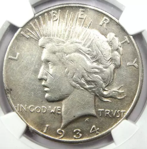 1934-S Peace Silver Dollar $1 Coin - Certified NGC XF Details - Rare Date!