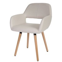 Esszimmerstuhl Dohna Ii, Retro Design, Kunstleder, Creme, Stuhl Lehnstuhl