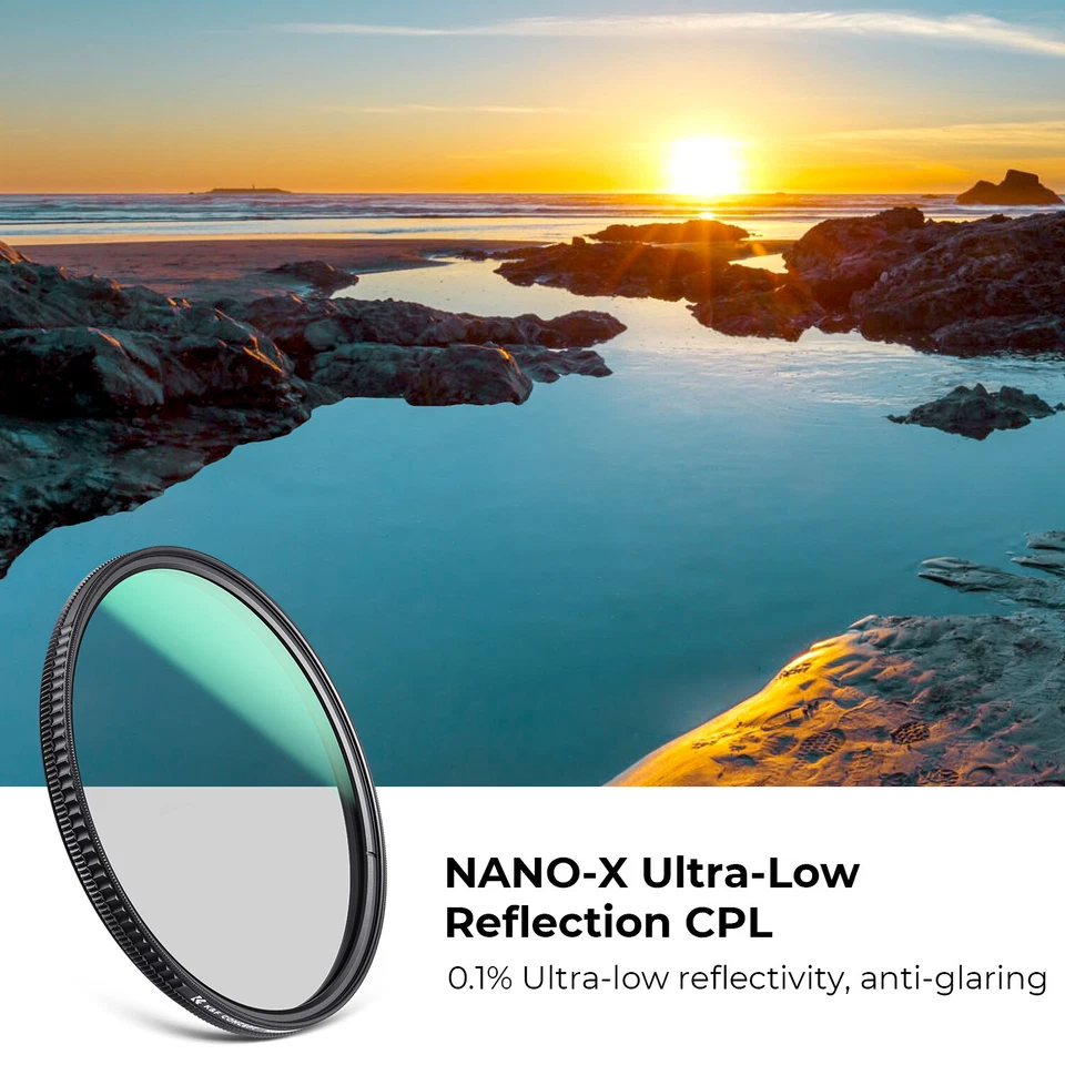 K&F Concept Lens Filter CPL Ultra Low Reflection NANO X 49mm 52mm 67mm 77mm 82mm - Image 4 of 4