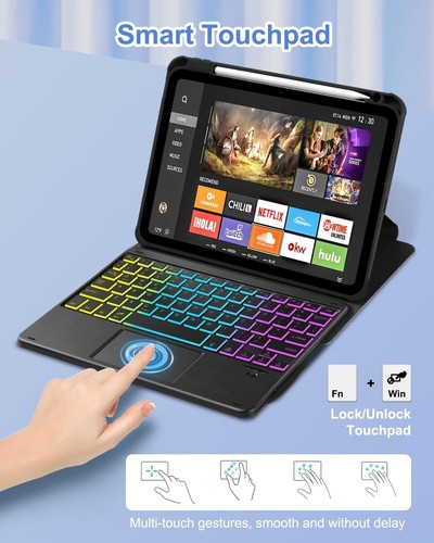 Touchpad Keyboard Case for iPad (A16) 11th 10th Generation, 360 Rotation Cover w - Picture 7 of 8