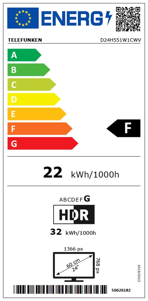 Telefunken D24H551W1CWV DVB-T2, DVB-C, DVB-S2, HD ready, CI+ Schwarz - Bild 2 von 2