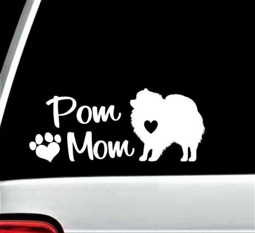 Pomeranian Pom Mom Heart Paw Decal Sticker for Car Window 8 Inch BG297 Toy Spitz