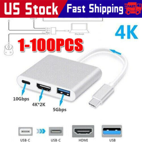 USB-C Type C HDMI Adapter Cable Converter Hub for Macbook Android Phone HDTV LOT