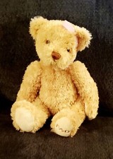 2012 FAO Schwarz Tan Teddy Bear Plush 16" Stuffed Animal Toy Pink Bow on Ear