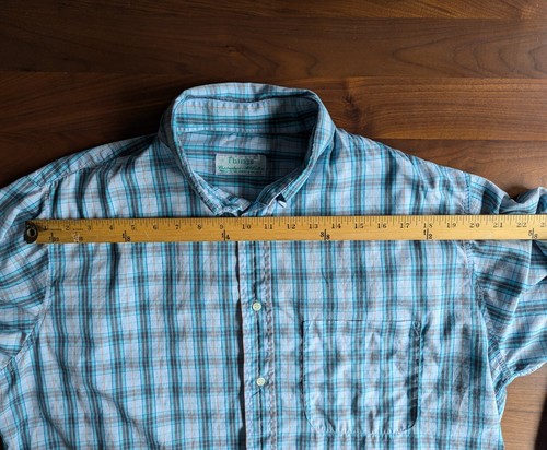 Camicia vintage Hennes e Mauritz 1968-74 H&M con bottoni taglia XL blu verde a quadri - Foto 7 di 7
