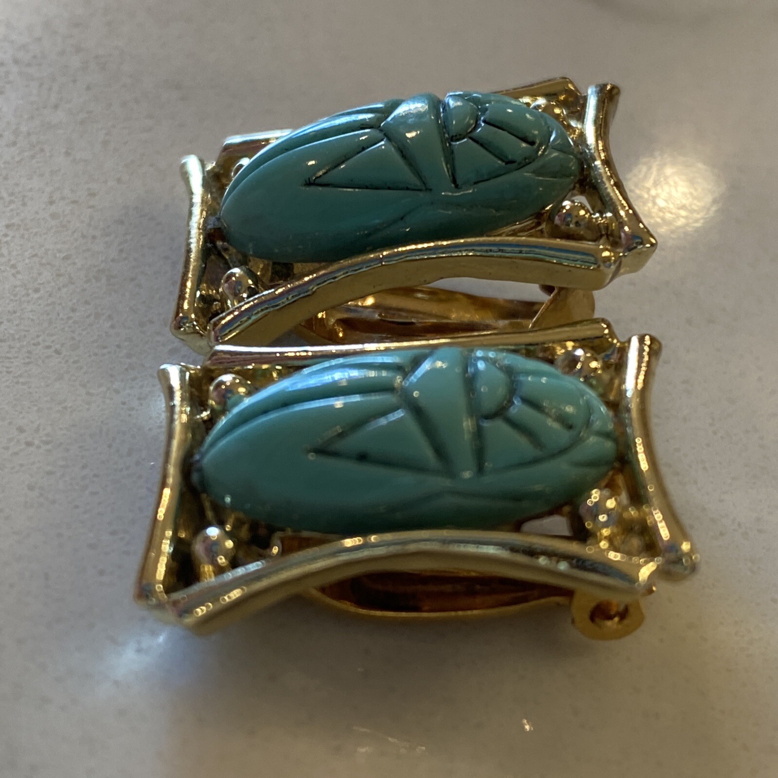 Vintage Judy Lee Turquoise Scarab Egyptian Reviva… - image 10