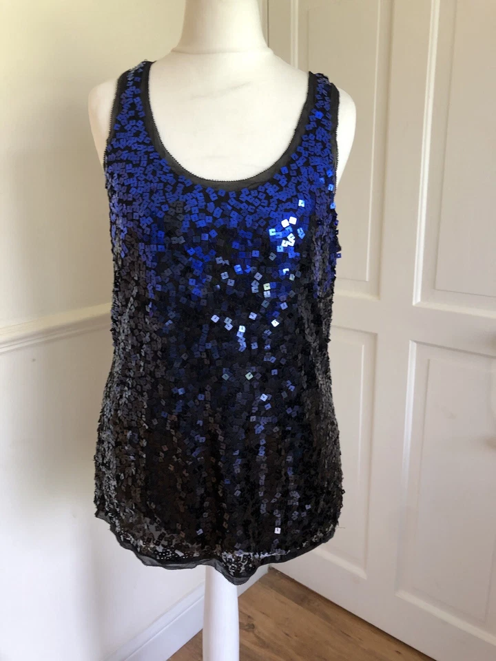 Coast Sequin Sleeveless Tank Top Size 10 - Image 2 of 4