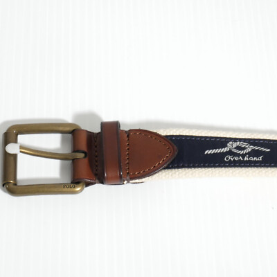 Polo Ralph Lauren ウェブベルト ネイビー コットン キャンバス POLO RALPH LAUREN Navy Nautical Knots Cotton Webbed Leather End