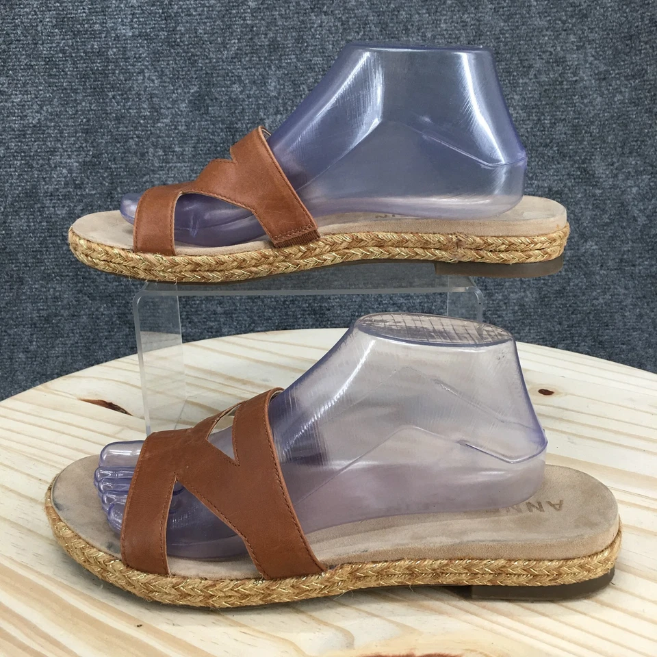 Sandalias Anne Klein Mujer 10M Dalina Alpargata Sin Cordones Plana Deslizable Cuero Marrón Foto 2 de 4
