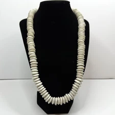 Chunky Stone Disc Bead Statement Necklace Boho Chic Fashion Jewelry 12 in L