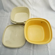 VTG Tupperware Square Colander Bowl Rice Stea...