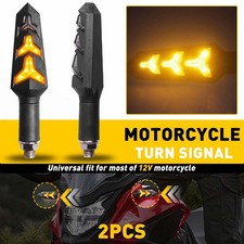 FOR 12V Motorcycle Running LED Dynamic Turn Signals Flowing Light Amber 2PCS