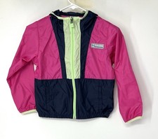 Columbia girls Lightweight Omni Shield windbreaker jacket XS Green Blue Pink