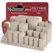 Premium Felt Furniture Pads for Hardwood Floors - 216 Pcs, Beige