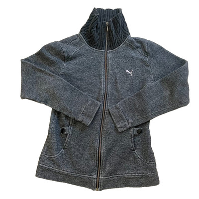 Puma Women s Sweatshirt Grey Full Zip Fleece Lined Collared Athletic Size Large