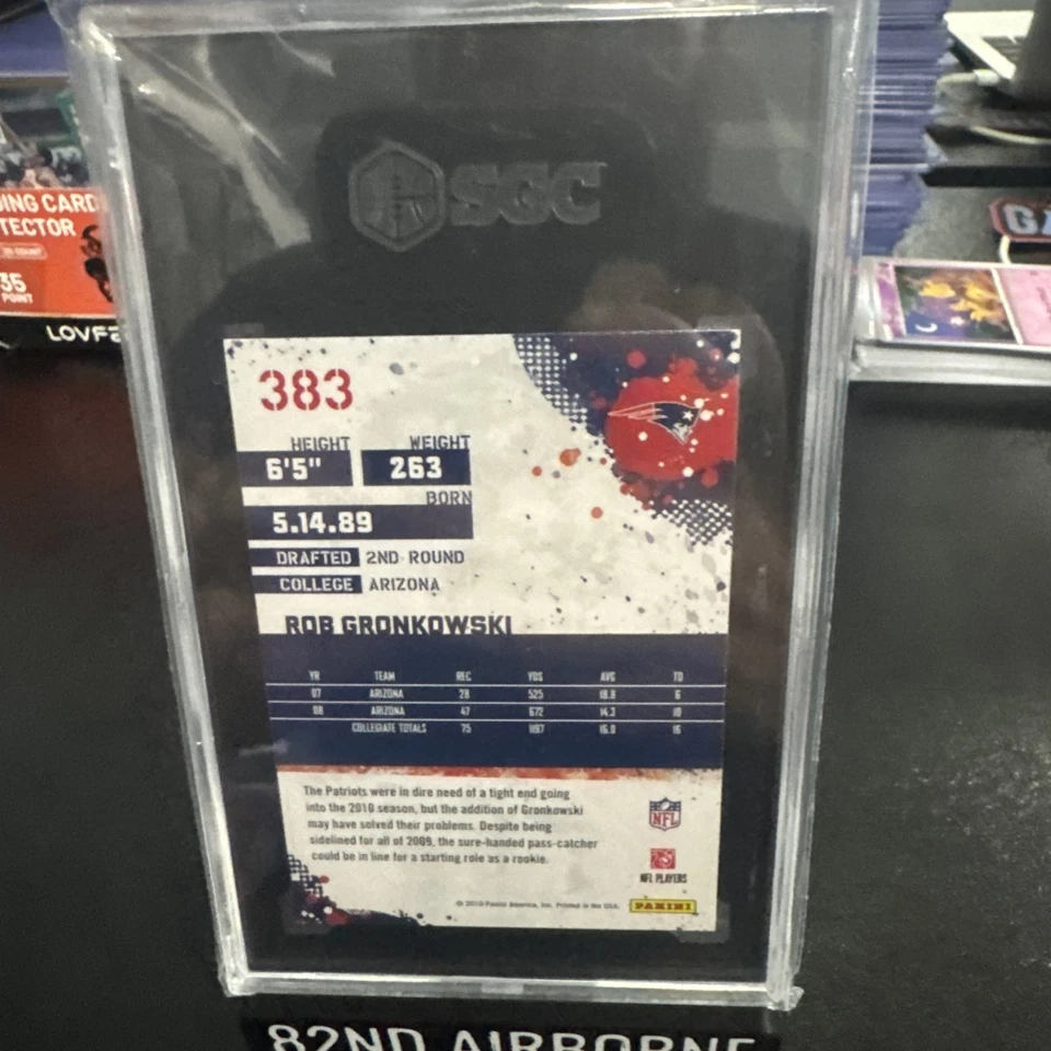 2010 Score #383 Rob Gronkowski ROOKIE BGS 9.5 New England Patriots RC POP 33 - Image 2 of 2