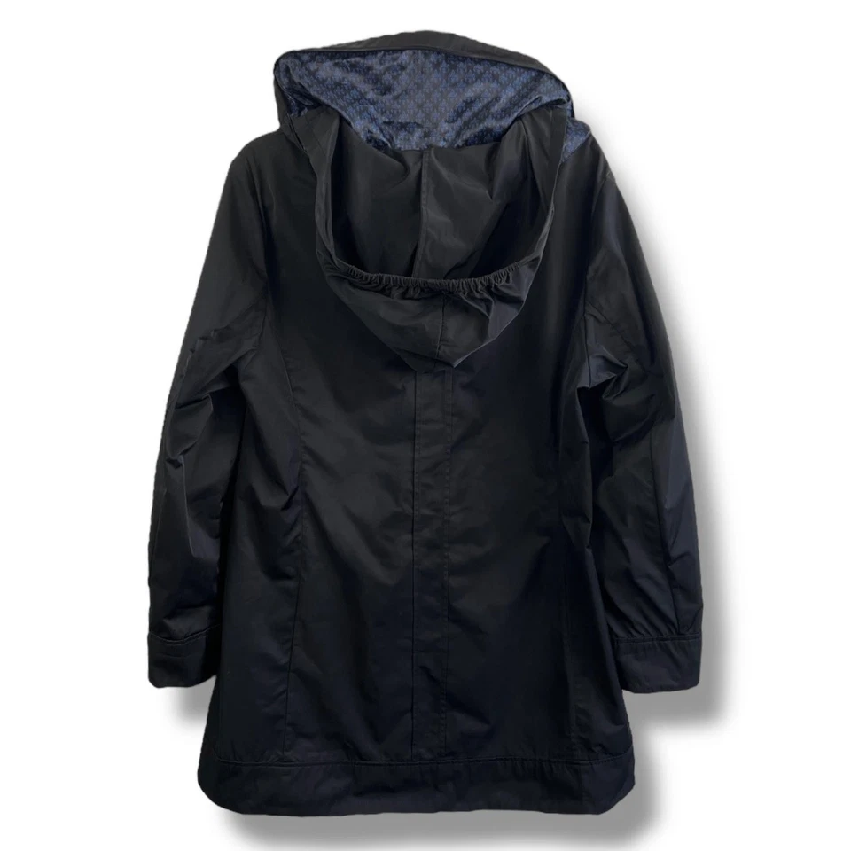 Rainforest Chaqueta Mujer XL Negra Con Capucha Resistente al Agua Volantes Frontal Impermeable Foto 3 de 4