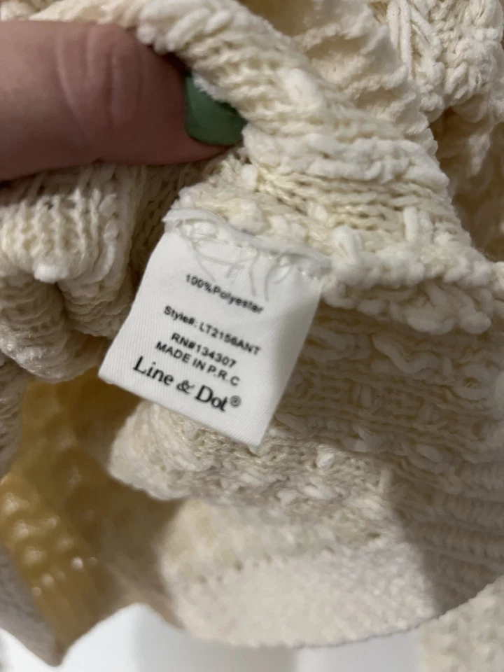 Line and Dot кремовый белый текстурированный свитер женский размер маленький крючком мягкий - Изображение 2 из 4