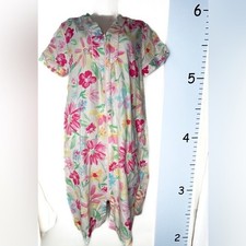 Miss Elaine Full Zip Pink Floral Cottagecore Nightgown Pajama Robe Small