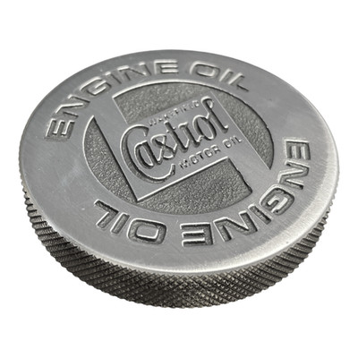 Billet Aluminum Twist-In Oil Cap - Castrol Oil- For Early Mopar, Ford, Chevy