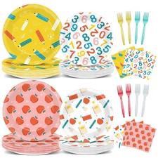 96Pcs Back to School Party Plates and Napkins School Season Party Supplies We...