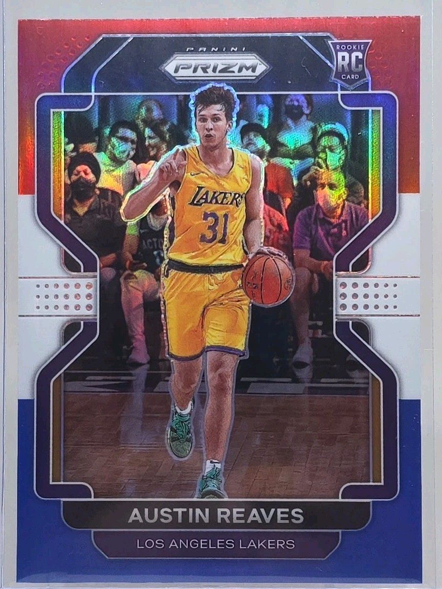 2021-22 Panini Prizm AUSTIN REAVES RC #165 Red White & Blue RWB Prizm LAKERS