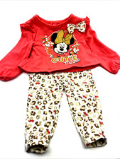 Disney Baby Outfit Size 3/6m Infant Girls Minnie Mouse Cutie Top Pants Glitter