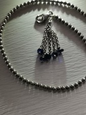 Classy Little 925 Silver Ball Bracelet With Madagascar Sapphire Beaded Tassel.