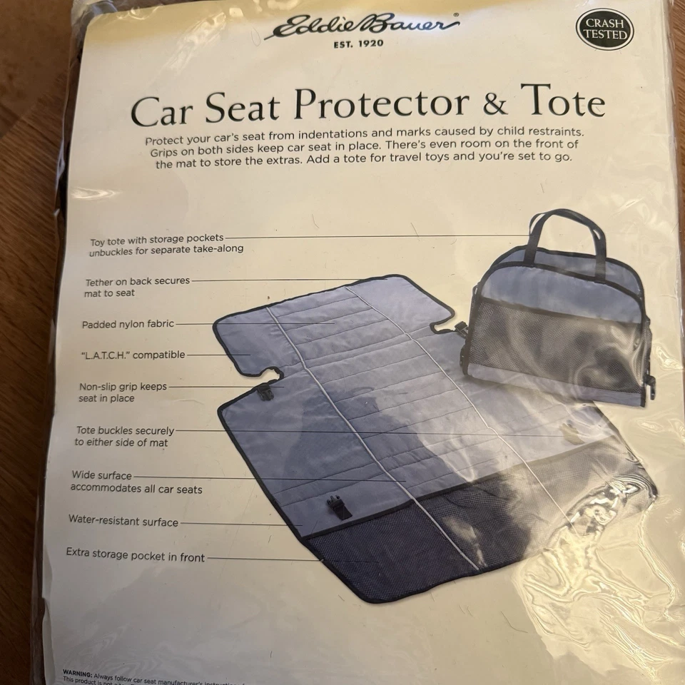 Protector de asiento de coche EDDIE BAUER con bolsa de transporte desmontable a presión NUEVO acolchado de nailon Foto 3 de 4