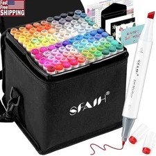 Alcohol Marker Set 101 Colors Dual Tip Art Markers Sketching Blending Gift Set