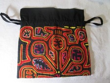 Vintage Kuna Mola Hand Sewn Art Textile Folk Art Fabric Draw String Bag Purse