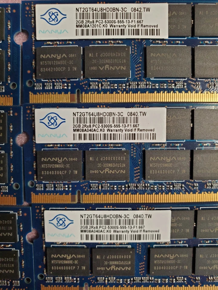 (6) NANYA - 2GB 2Rx8 PC2-5300S-555-13 Laptop Memory - Image 3 of 4
