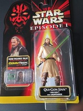 Star Wars Episode 1 Qui Gon Jinn Figure w/ CommTech Chip