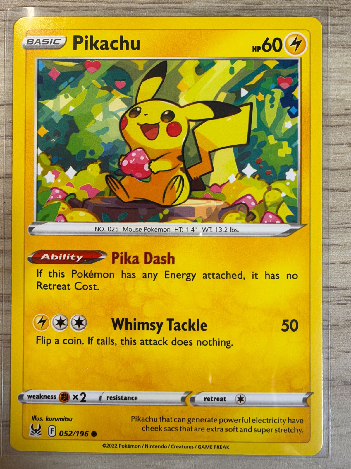 Pikachu 052/196 Common Lost Origin Pokemon Near Mint