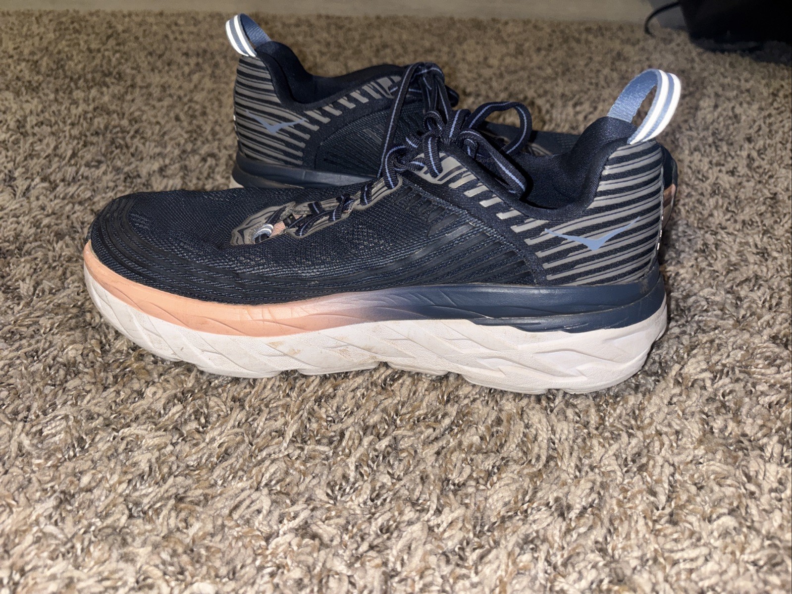 Hoka Shoes Bondi 6 Womens 9 Running Athletic Sport Comfort Cushion Blue Pink thumbnail 3