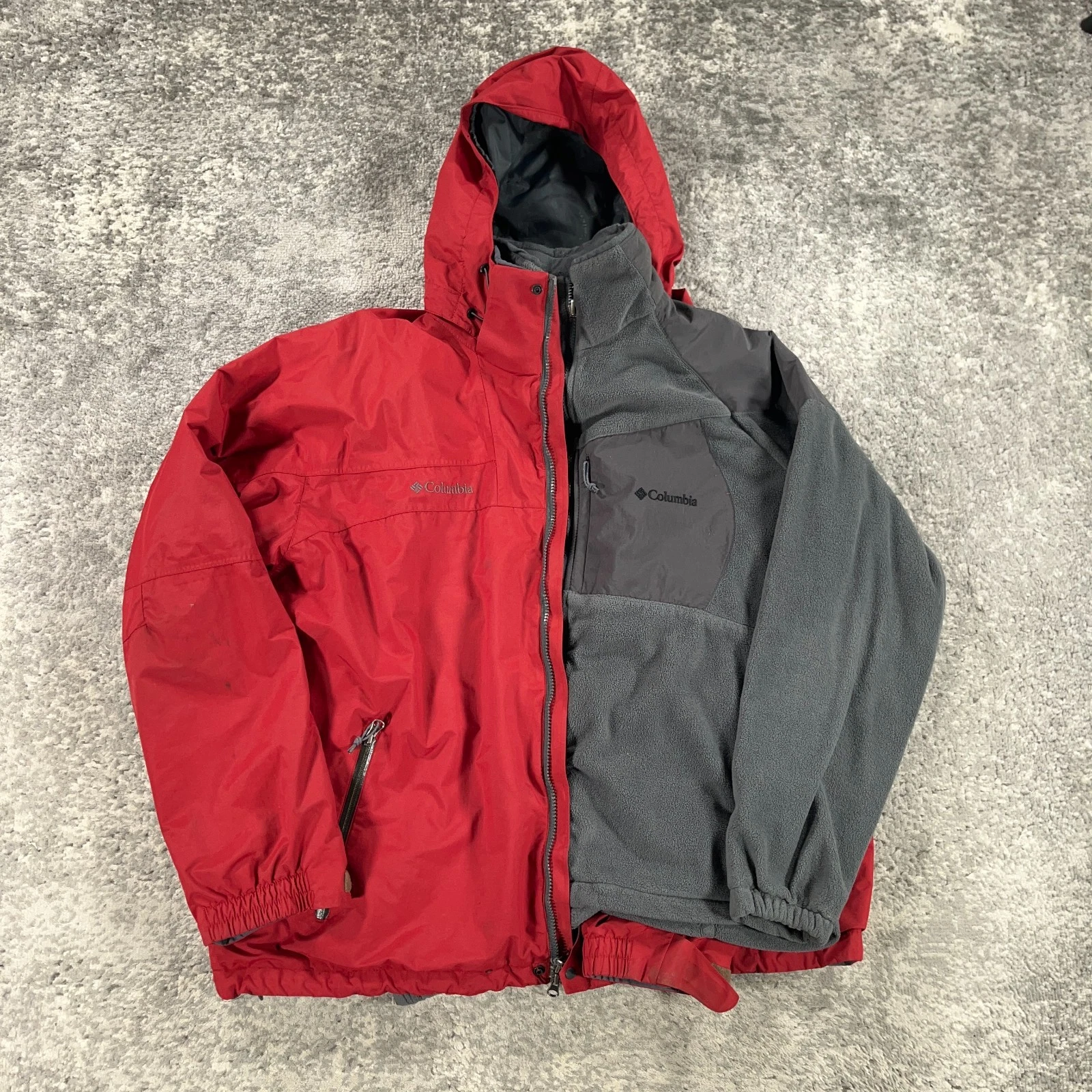 Vintage Columbia Jacket Mens XL Red Grey 3 In 1 Powder Keg 90s Y2K Hiking Ski