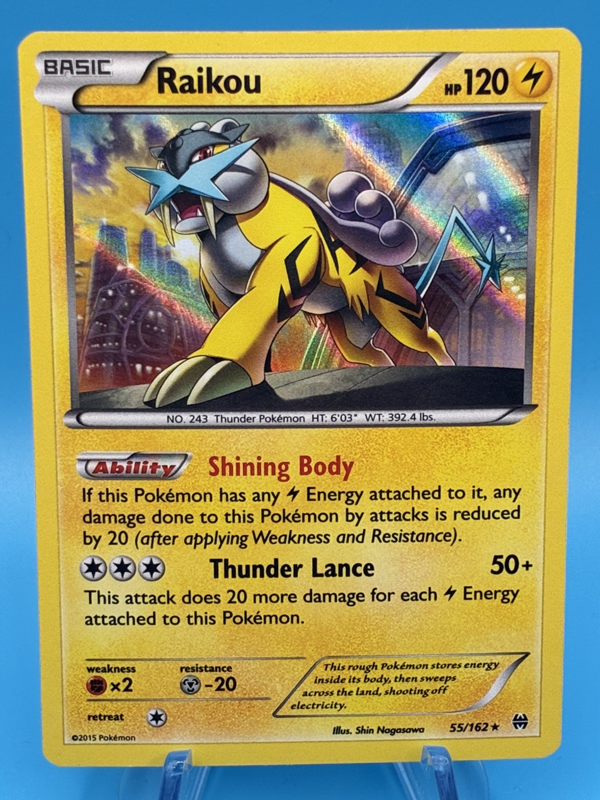 POKEMON RAIKOU 55/162 XY BREAKTHROUGH HOLO LIGHT PLAYED