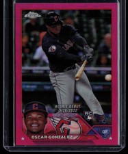 2023 TOPPS CHROME UPDATE PINK OSCAR GONZALEZ RC 135/399 CLEVELAND GUARDIANS