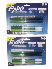 2 Packs  Expo Mixed Marker Set Wet Erase  Dry Erase Green 8 Markers Total NEW