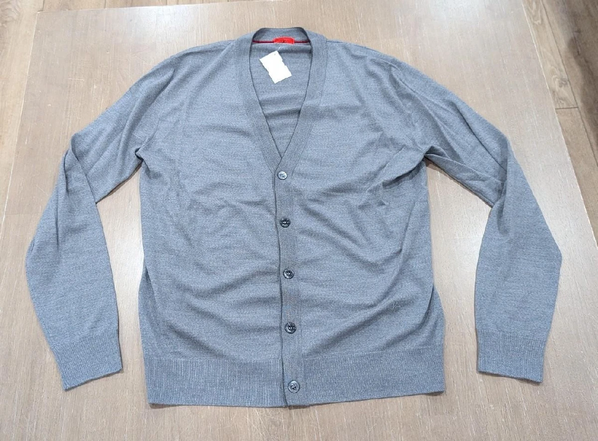 Cárdigan de punto de lana gris grande con cuello en V ISAIA $775 para hombre
