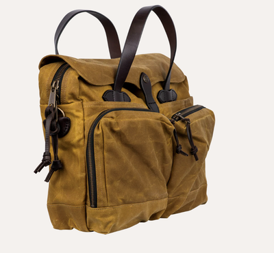 Filson Tin Cloth 24-Hour Briefcase Leather Dark Tan Waxed Cotton