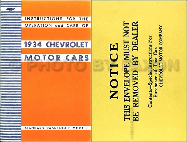 1934 Chevrolet Standard Auto Owners Manuell Mit Umschlag 34 Chevy Owner FüHrung-image